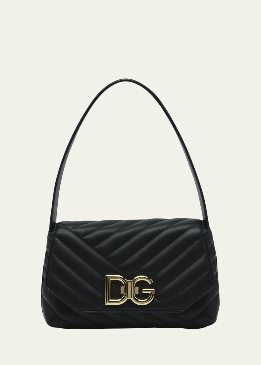 Black Logo-flap patent-leather cross-body bag, Dolce & Gabbana