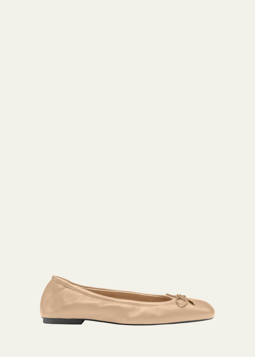 Stuart Weitzman Bardot Lambskin Bow Ballerina Flats