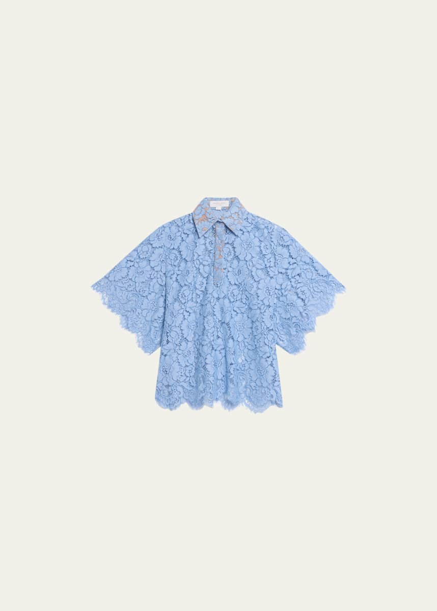 Michael Kors Collection Large Floral Lace Collared Shirt