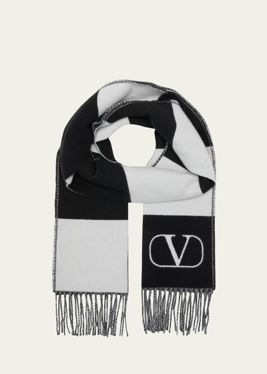 Louis Vuitton Dark Grey Stripe Cashmere Wool Shawl Scarf