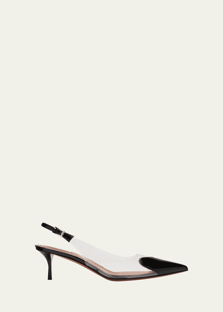 ALAIA Coeur Plexi Heart-Toe Slingback Pumps