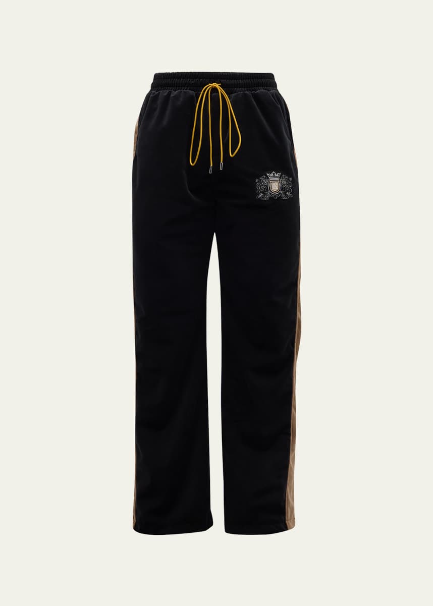 Rhude Men's Velvet Crest Side-Stripe Track Pants