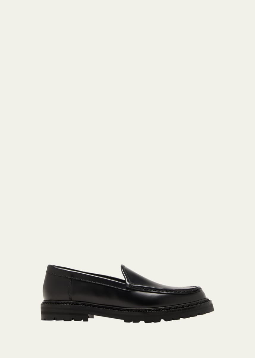 Manolo Blahnik Dineralo Leather Slip-On Loafers
