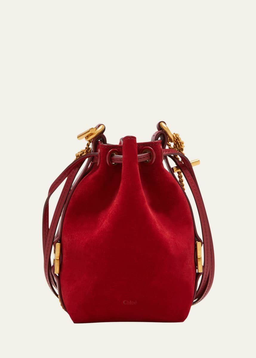 Chloe Marcie Micro Bucket Bag in Suede with Chain Strap