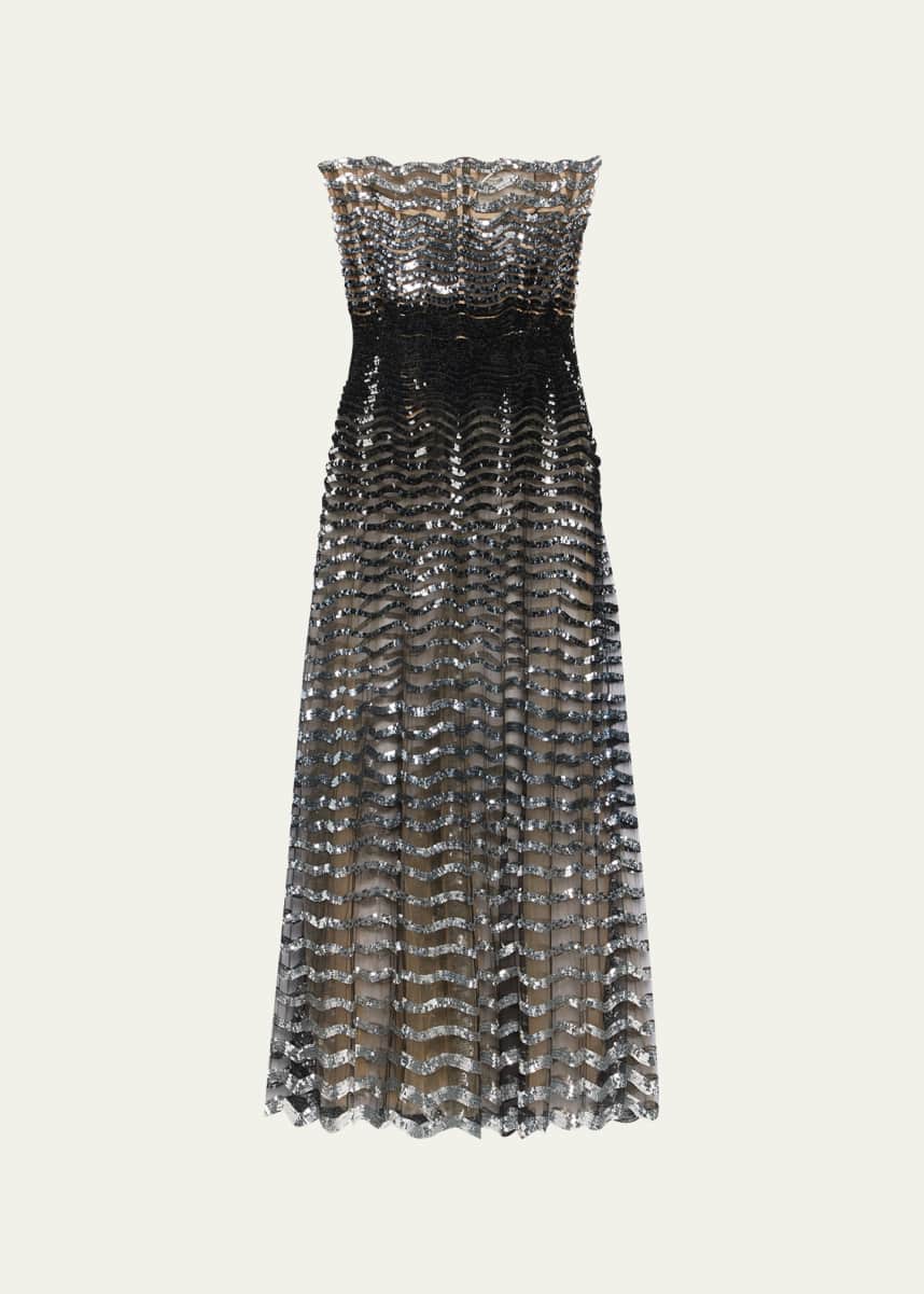 Oscar de la Renta Wool-Blend Short Dress with Pleated Detail