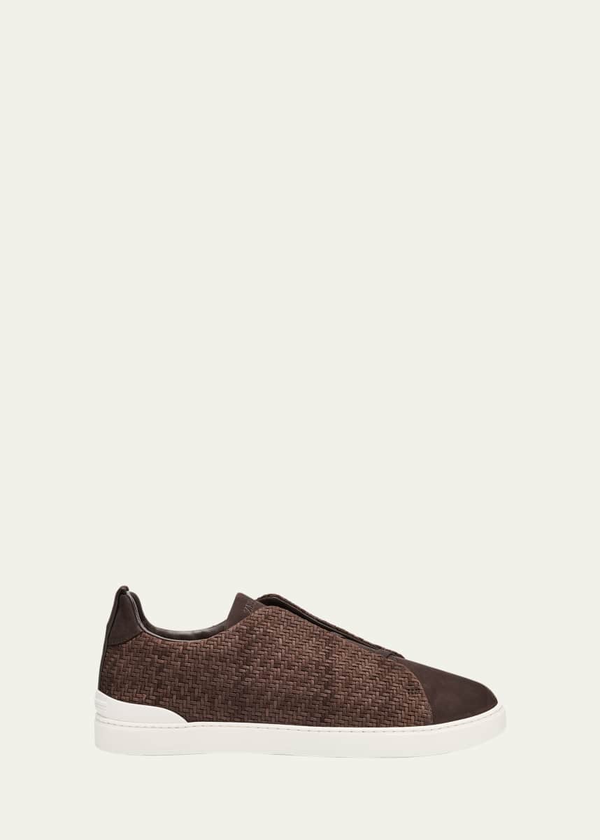 ZEGNA Men's Pelletessuta Leather Triple Stitch Low-Top Sneakers