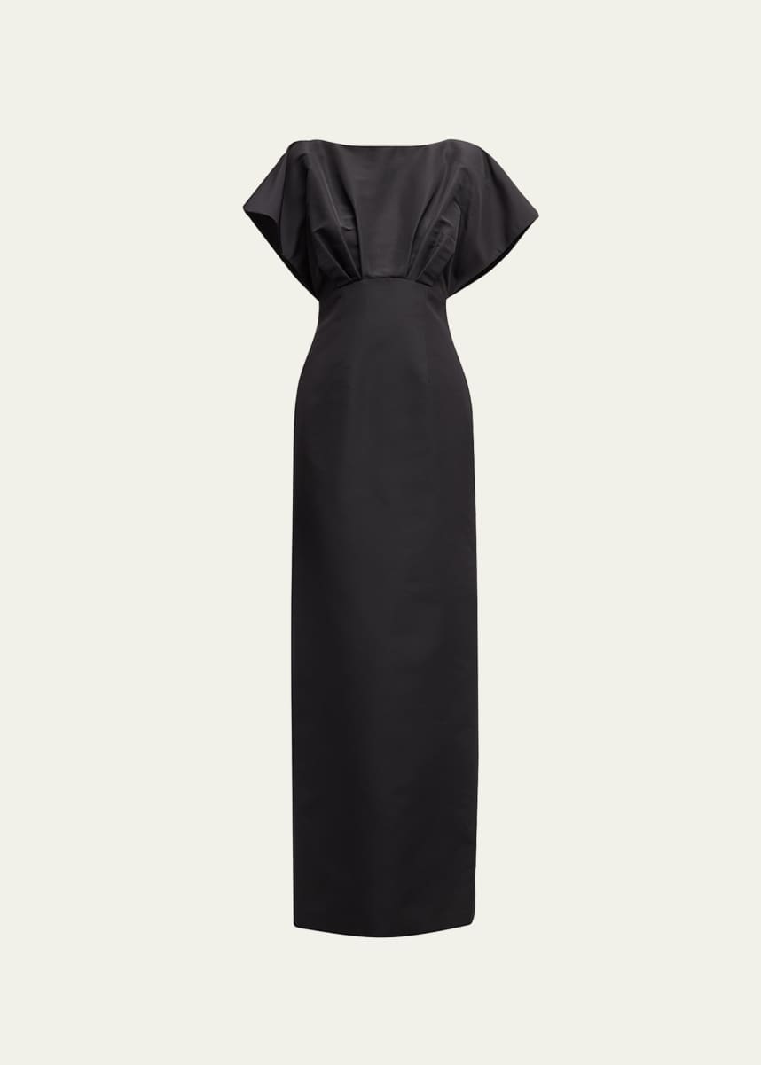 Carolina Herrera Silk Column Gown with Fan Bodice