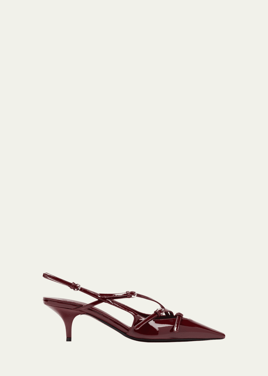Miu Miu Patent Buckle-Trio Slingback Pumps