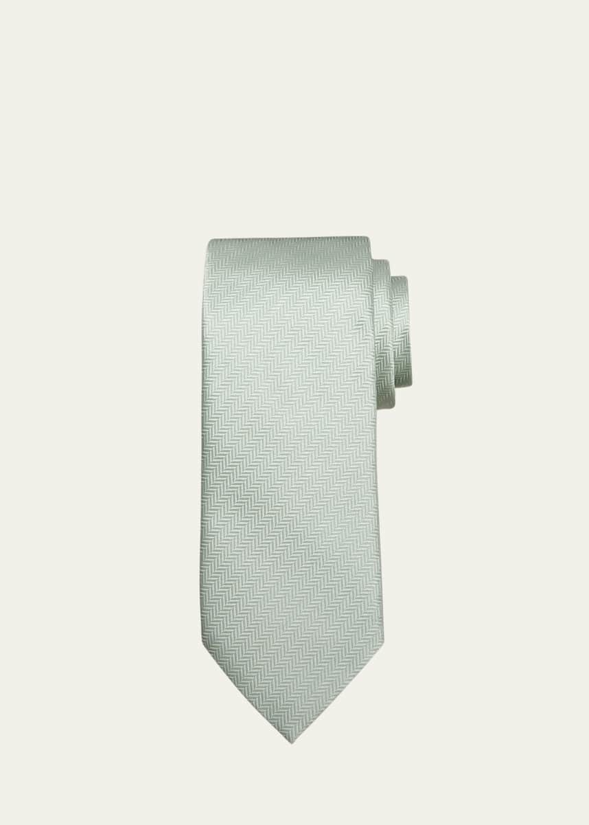 ZEGNA Men's Herringbone Jacquard Silk Tie