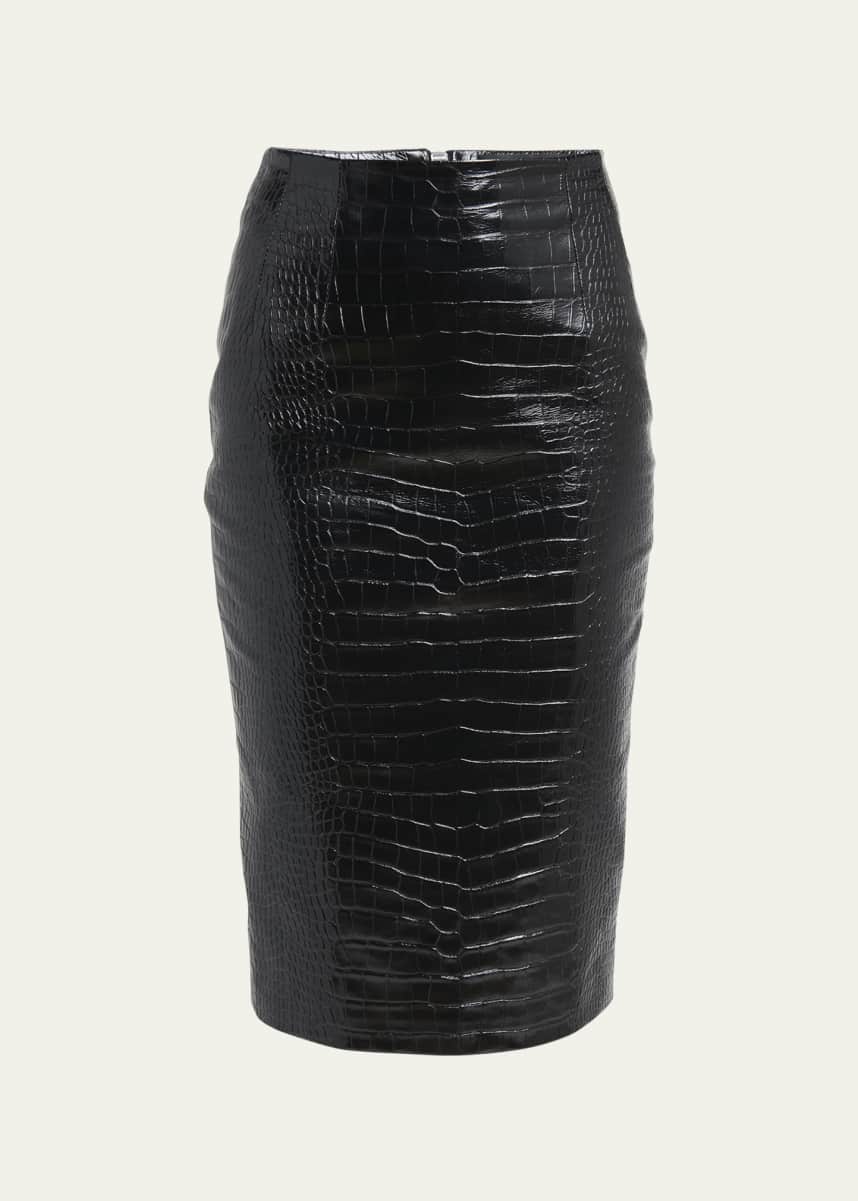 Versace Croc-Embossed Patent Leather Pencil Skirt