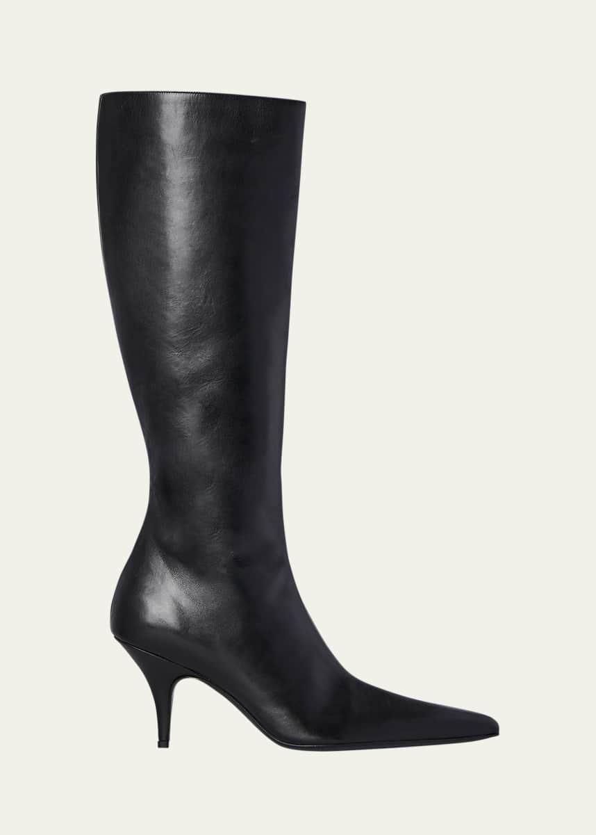 THE ROW Sling Leather Stiletto Mid Boots