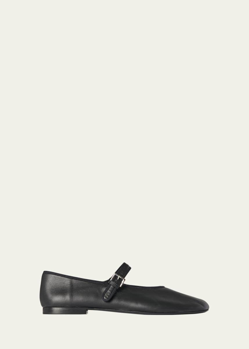 Ava Leather Ankle Boots in Black - The Row