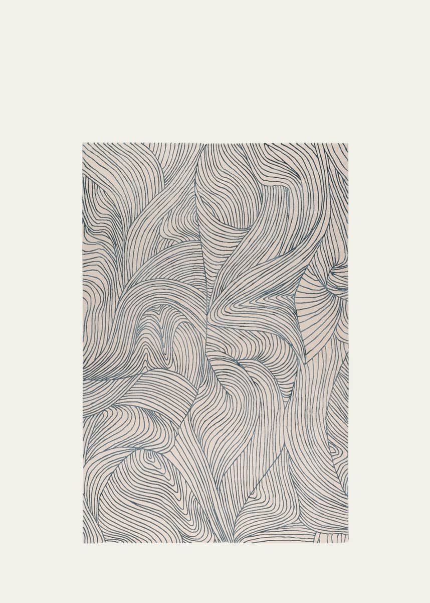 The Rug Company x Adam Hunter Waves Blue Hand-Knotted Rug, 9' x 12'