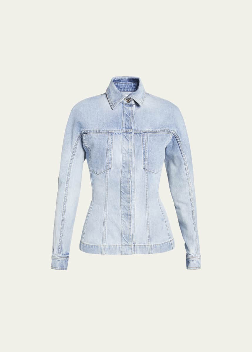 ALAIA Button-Front Fitted Denim Jacket