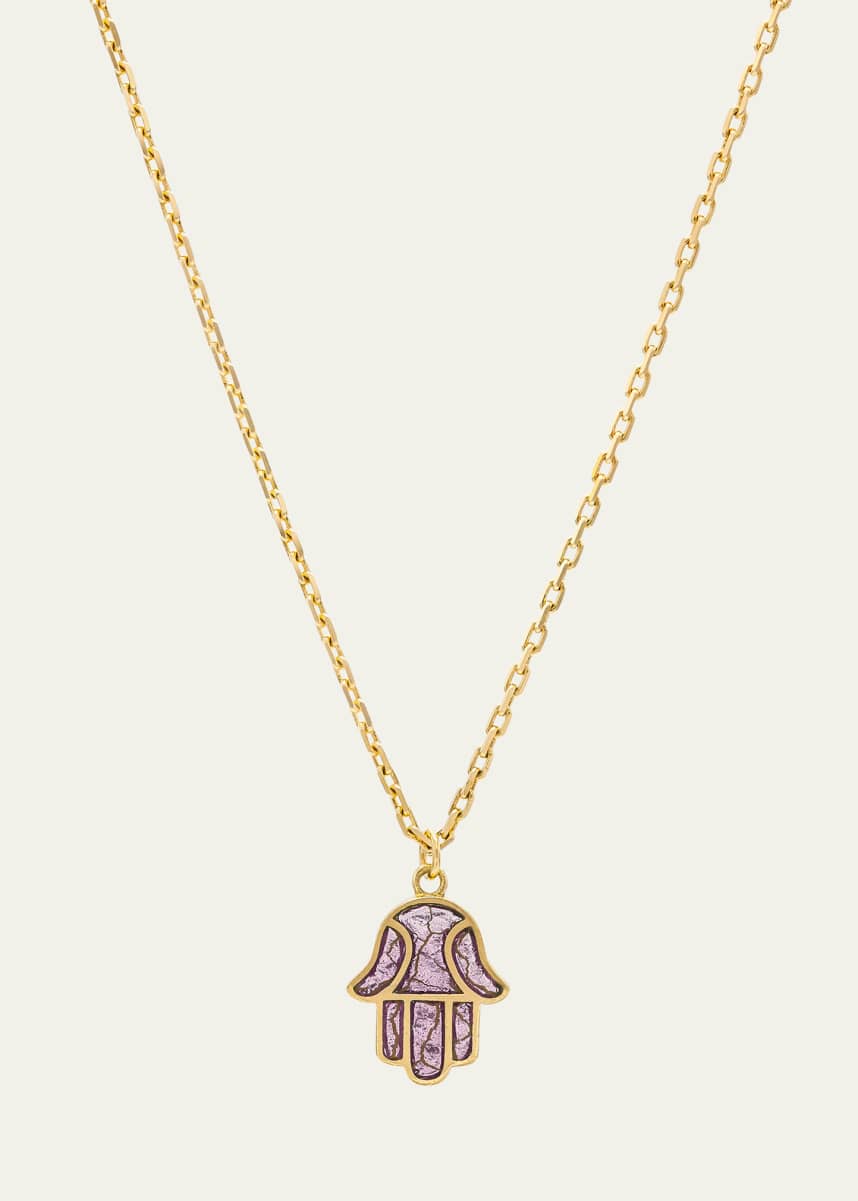 Audrey C. Jewels Hamsa Enamel Pendant Necklace