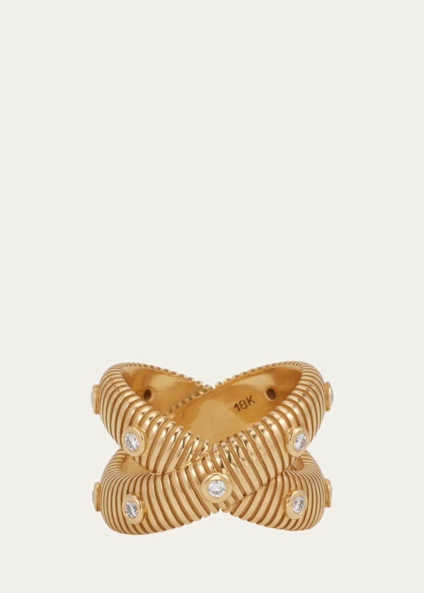 Pamela Zamore 18k Yellow Gold Clio Diamond X Ring