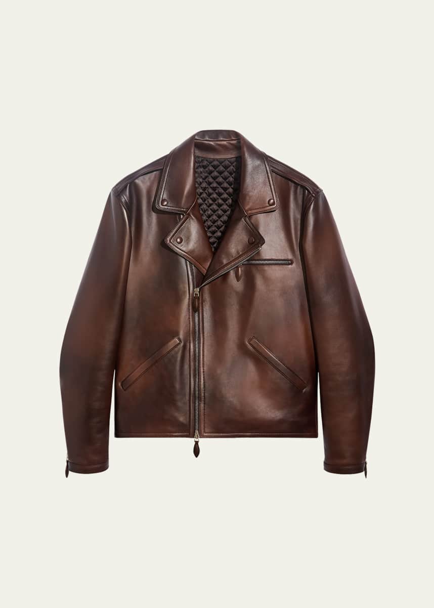 Berluti Men's Leather Moto Jacket