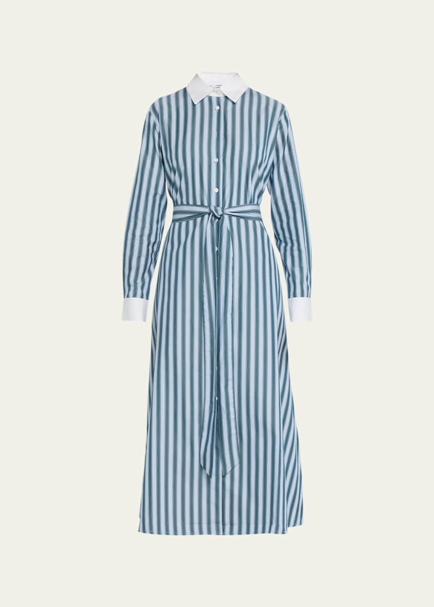 Evi Grintela Valerie Two-Tone Stripe Belted Midi Dress