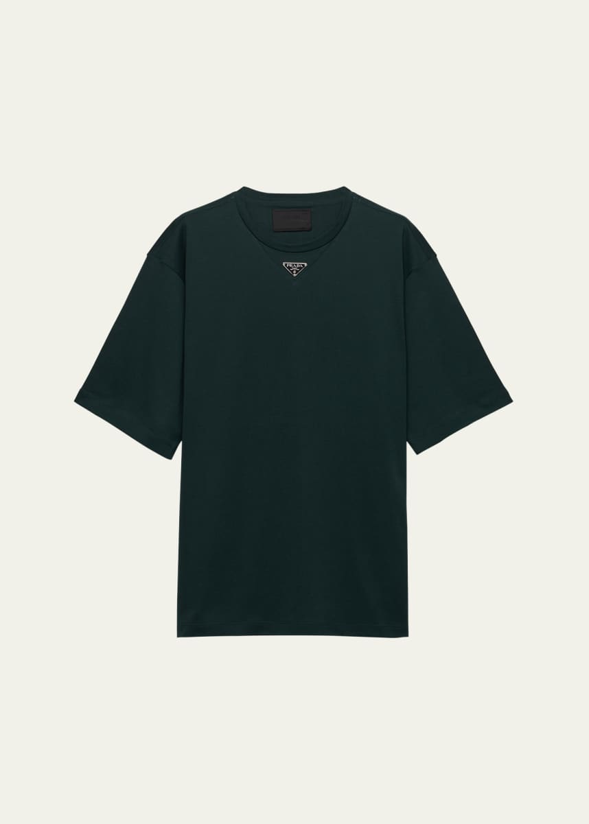 Prada Men's Jersey Triangle Logo T-Shirt