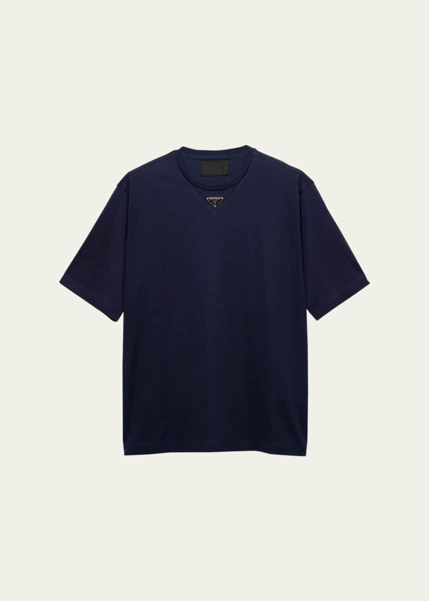 Prada Men's Jersey Triangle Logo T-Shirt