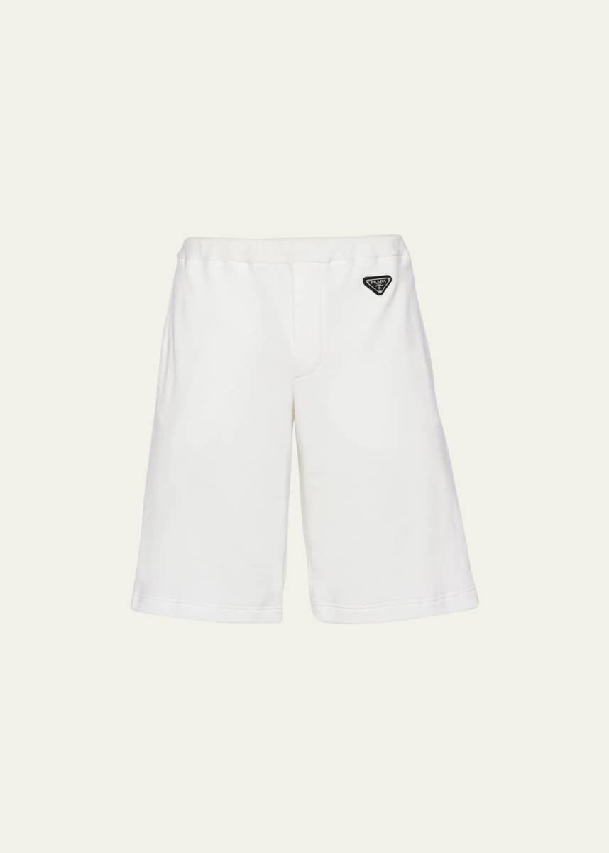 Prada Men's Terry Shorts with Triangle Logo