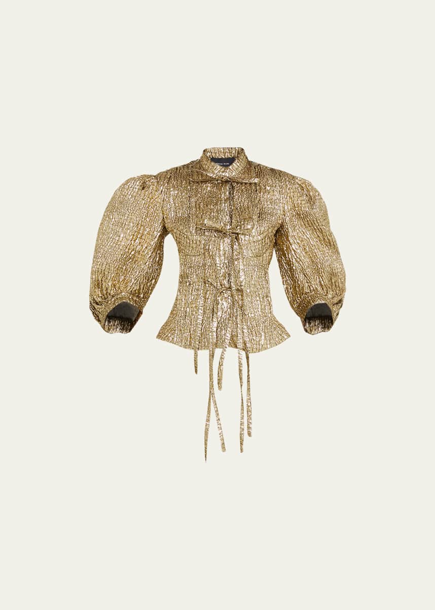 Simone Rocha Metallic Fitted Embellished Cup Jacket with Ties