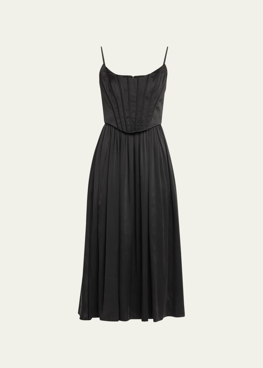 Tove Strapless Plunge Neck Corset Mini Dress in Black
