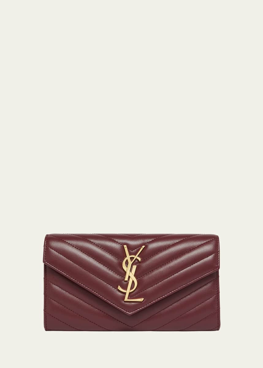 Saint Laurent YSL Monogram Large Envelope Flap Wallet in Smooth Leather