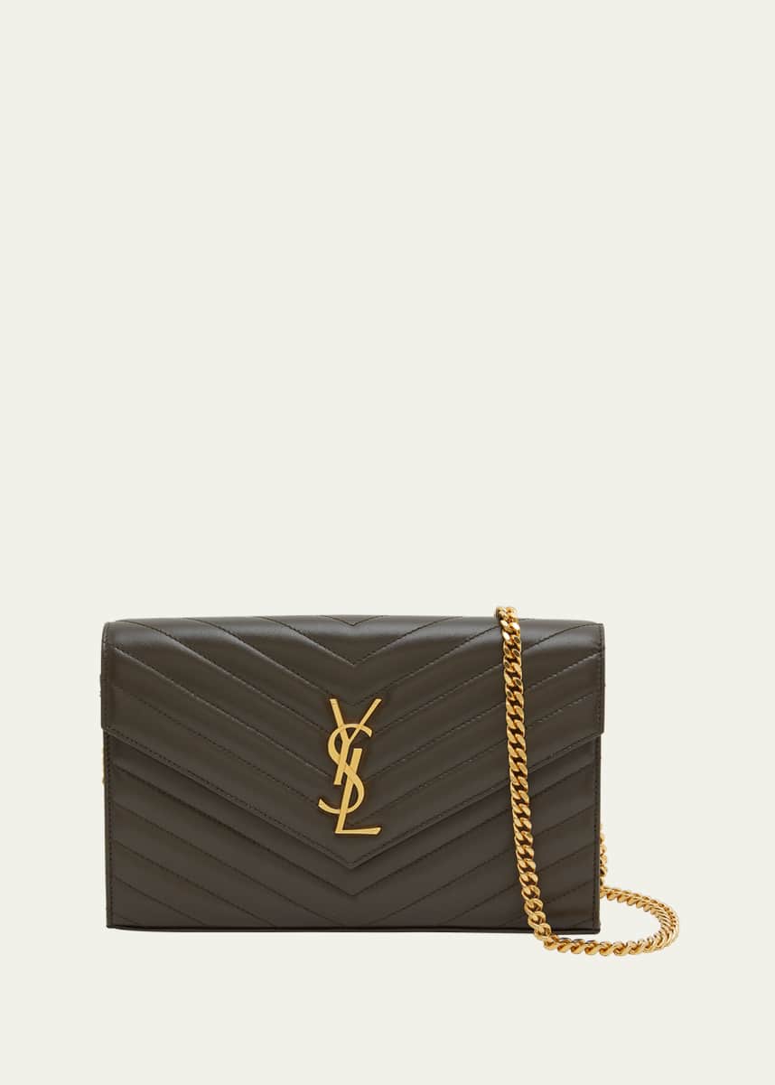 Saint Laurent YSL Monogram Large Wallet on Chain in Smooth Leather
