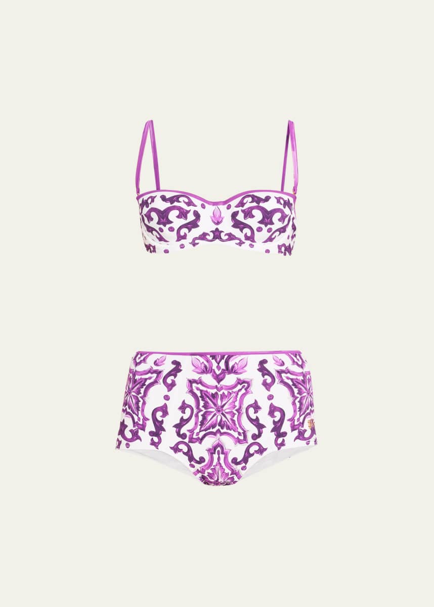 Dolce&Gabbana Majolica-Print Balconette Two-Piece Swimsuit