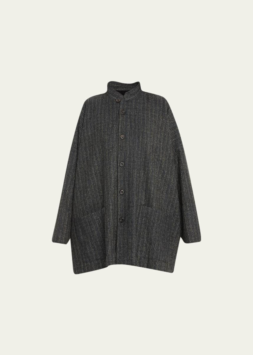 Eskandar Wide Mandarin Jacket (Long Length)