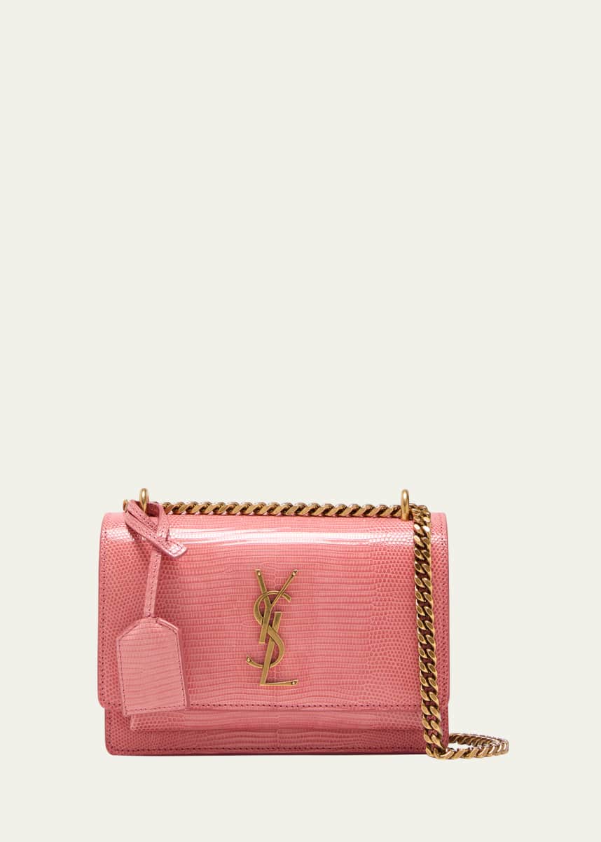Saint Laurent Sunset Small YSL Shoulder Bag in Lizard