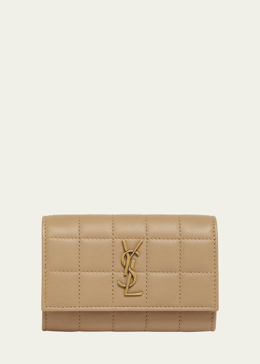 Saint Laurent Cassandra YSL Card Holder in Quilted Leather