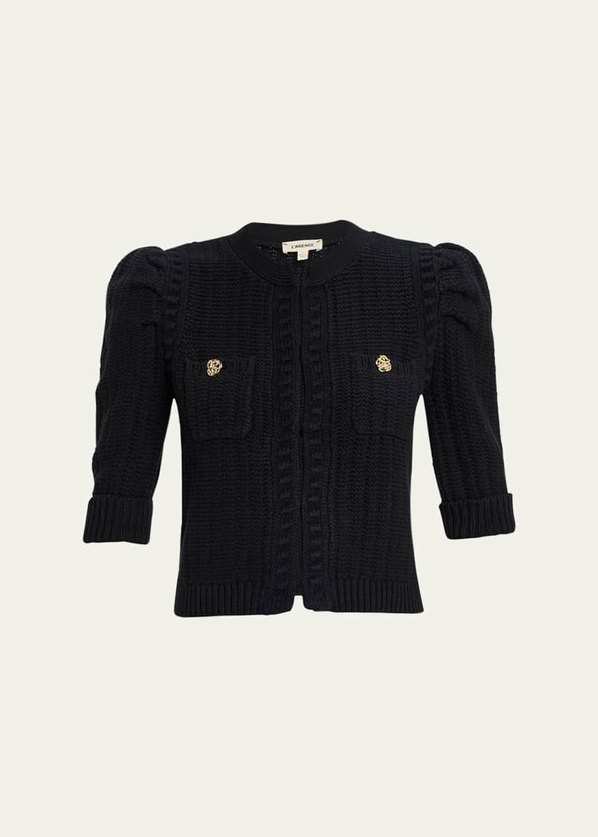 L'Agence Delilah Cropped Textured Cardigan