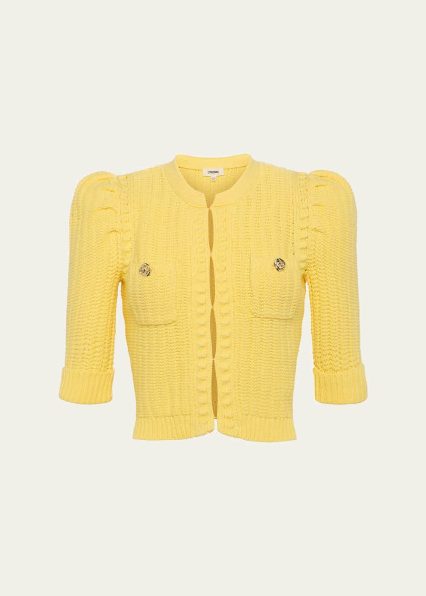 L'Agence Delilah Cropped Textured Cardigan
