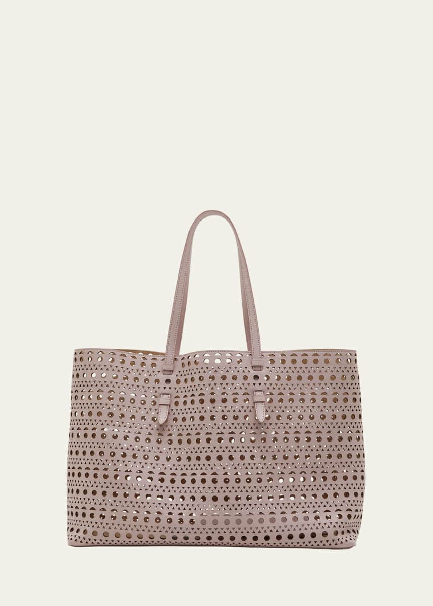 ALAIA Mina 44 East West Tote in Optical Perforated Leather