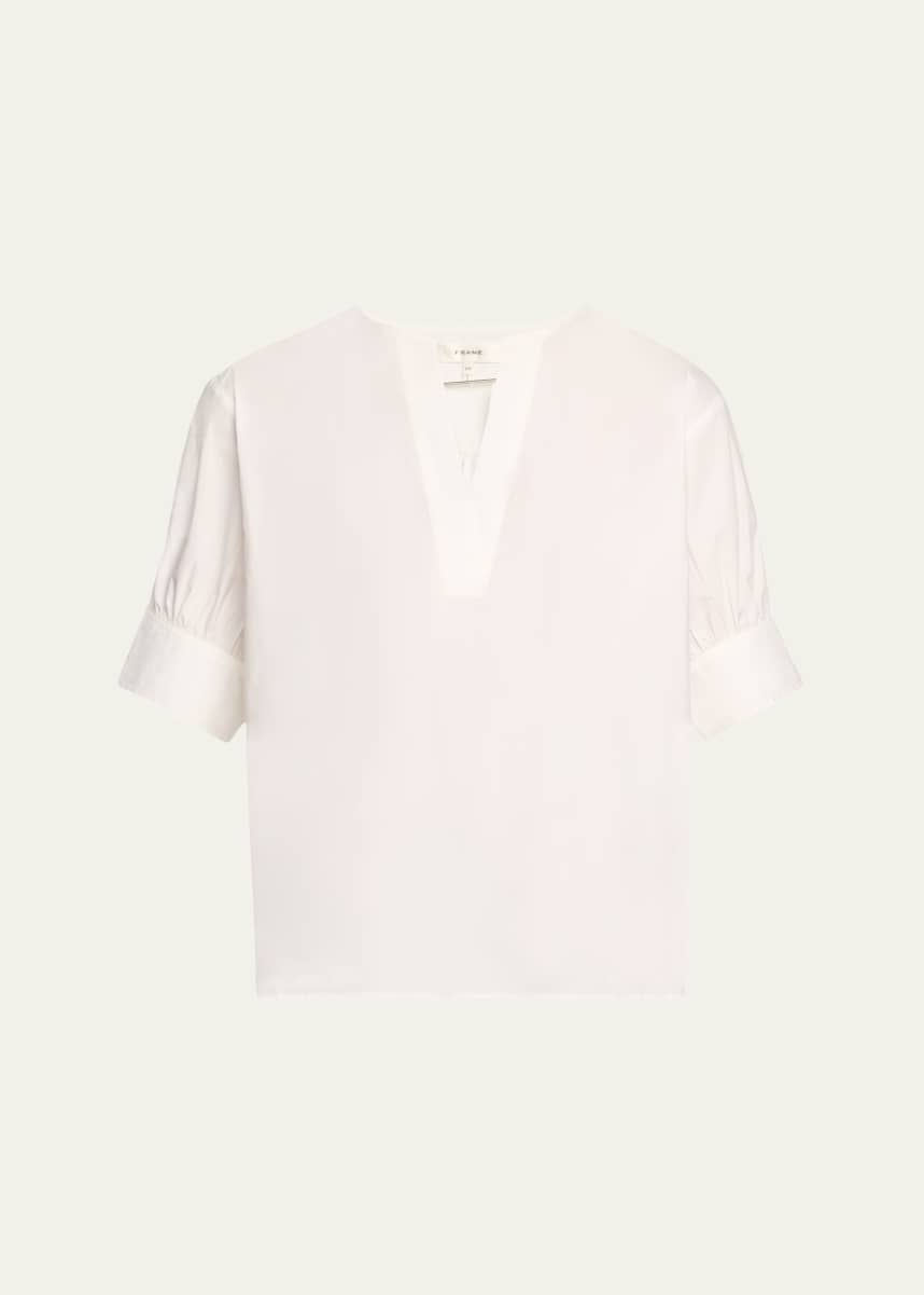 FRAME Cotton V-Neck Popover Top