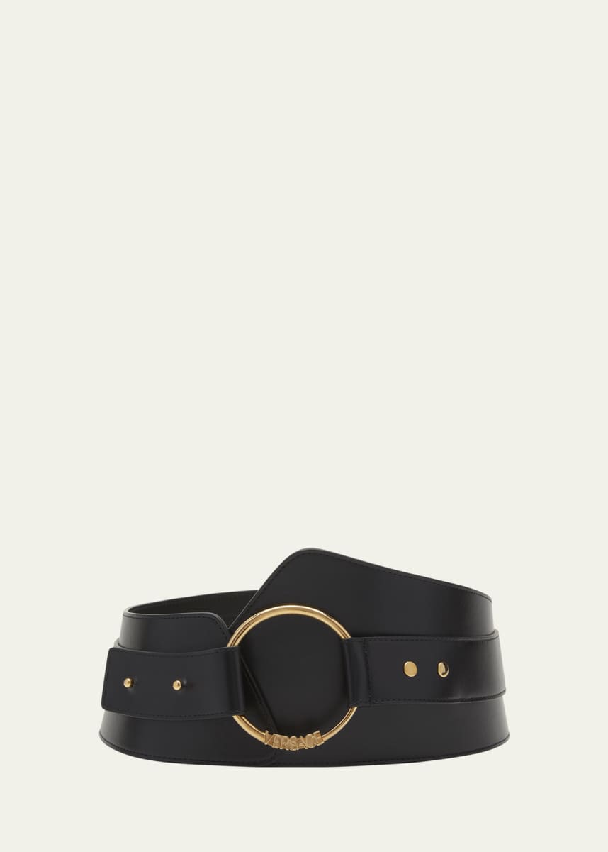 Versace Logo Circle Leather Waist Belt