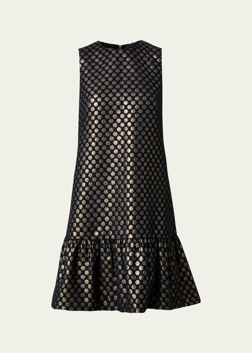 Akris punto Bird Superpose Embroidered Flared Midi Dress with D-Ring Belt