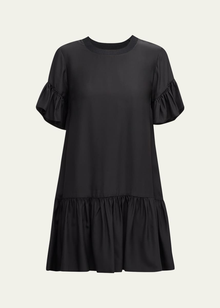 Cinq a Sept Leilah Silk Dropped-Waist Flounce Mini Dress