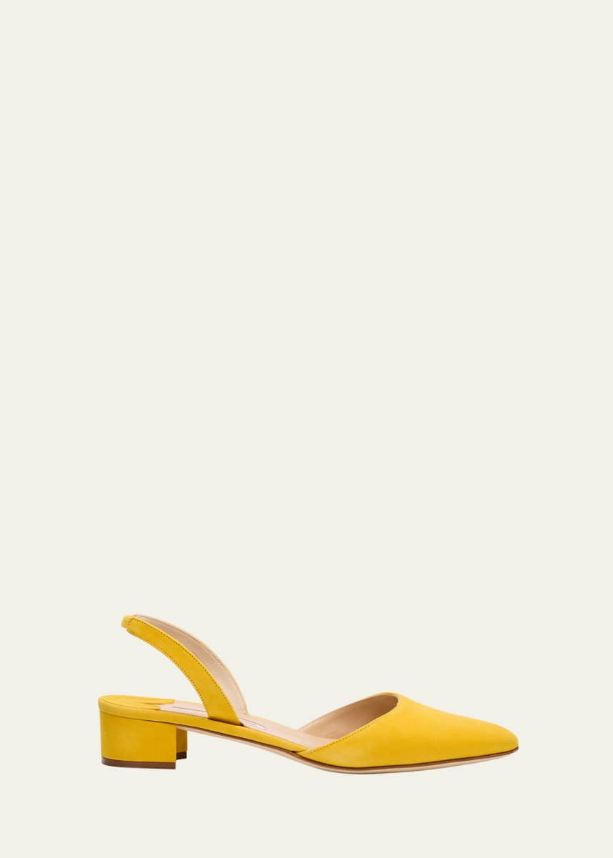 Manolo Blahnik Aspro Suede Slingback Ballerina Pumps