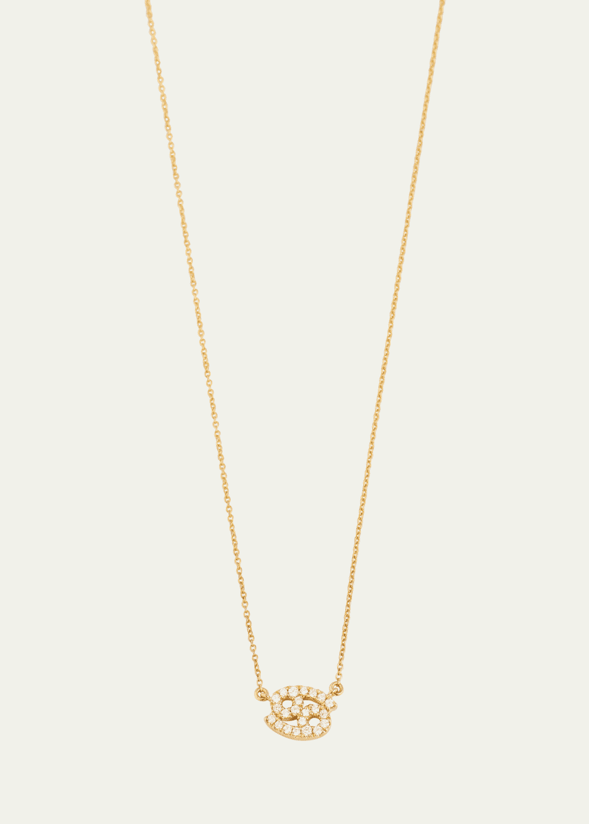 ENGELBERT Star Sign Necklace, Cancer, in Yellow Gold and White Diamonds