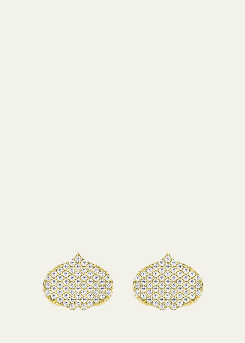 KAMAL Eye Adore Stud Earrings in Gold and White Diamonds, 12mm