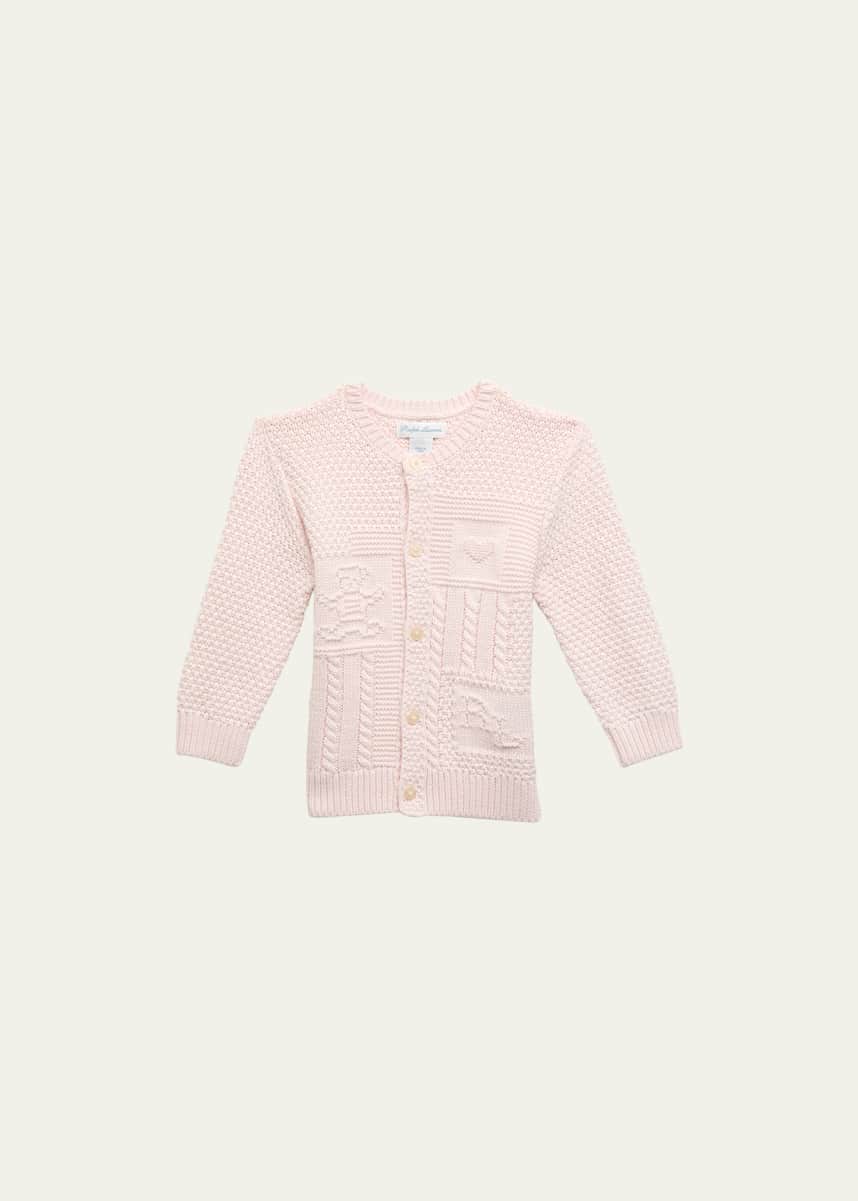 Ralph Lauren Childrenswear Girl's Cardigan W/ Bear Intarsia, Size 3M-24M