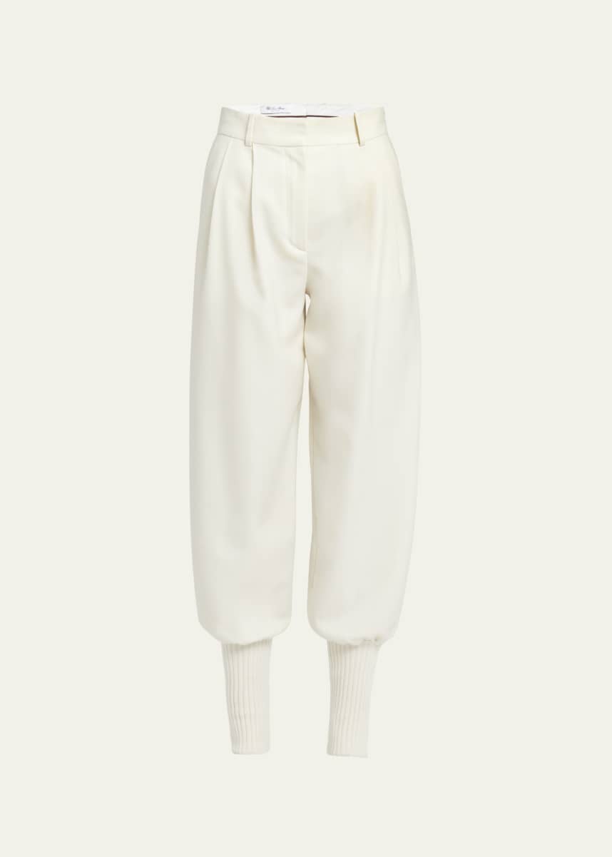Loro Piana Carmy Balloon Trousers with Modern Wool Cuffs