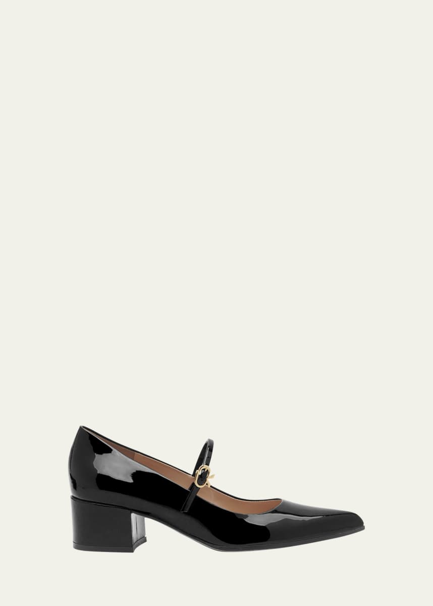 Gianvito Rossi Patent Mary Jane Block-Heel Pumps