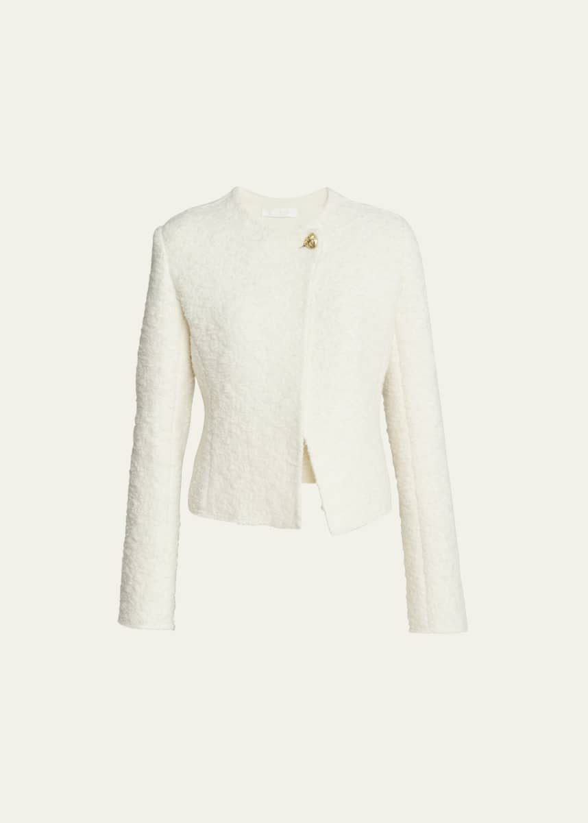 Chloe Soft Wool Alpaca Boucle Single-Breasted Jacket