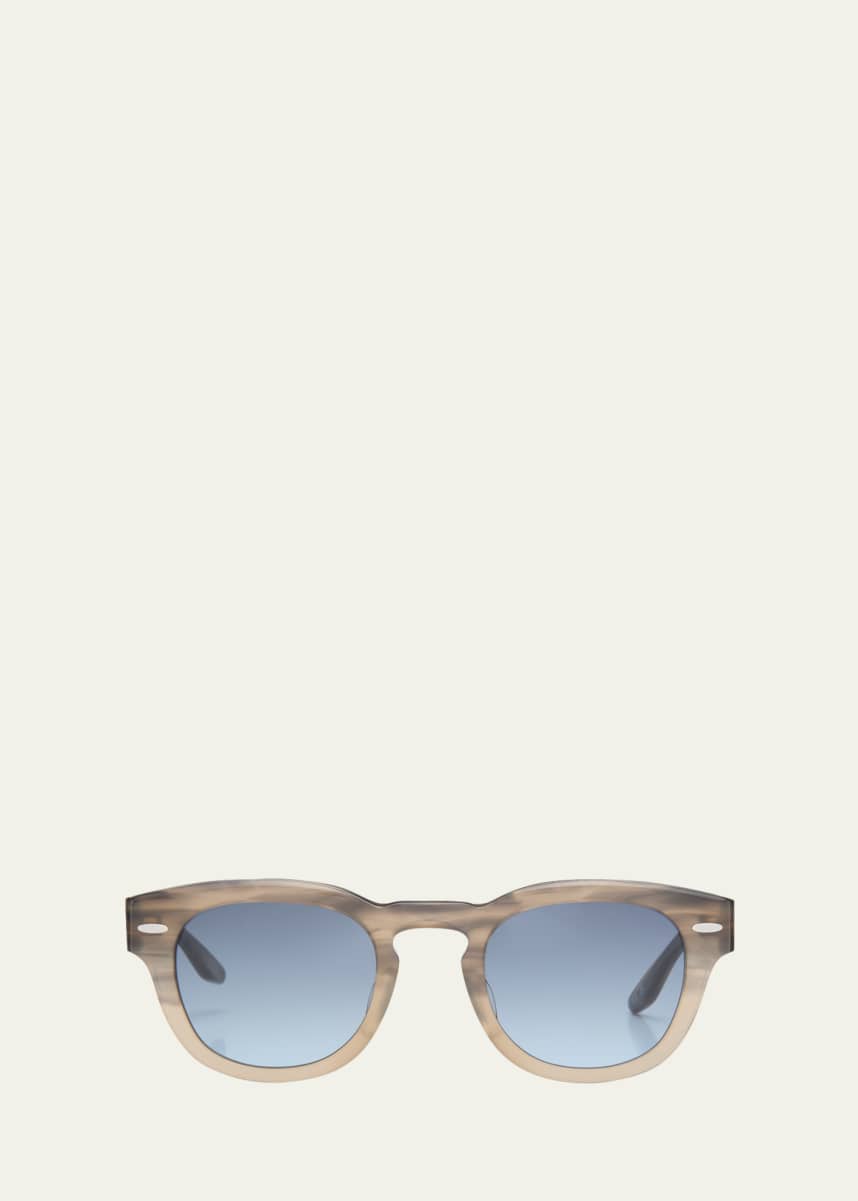 Barton Perreira Men's Demarco Keyhole-Bridge Acetate Rectangle Sunglasses