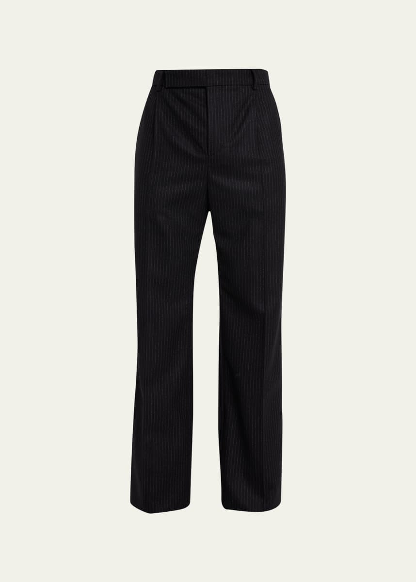 Saint Laurent Men's Pinstripe Flannel Trousers