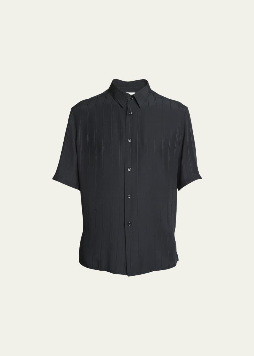 Saint Laurent Men's YSL Tonal Striped Dress Shirt